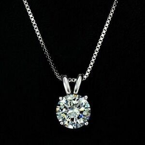 2 CT Moissanite Solitaire Real Sterling Silver Necklace-Stamped .925-18”